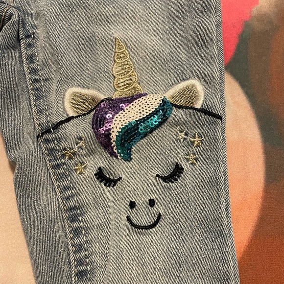 Vigoss Girls Denim Jeans with Unicorns on Knee - 2T - Picture 3 of 3